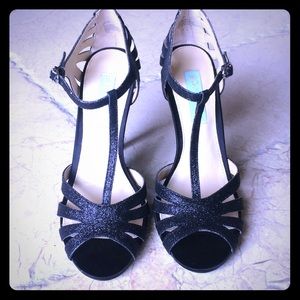 Black Glitter Strappy Stiletto Size 7